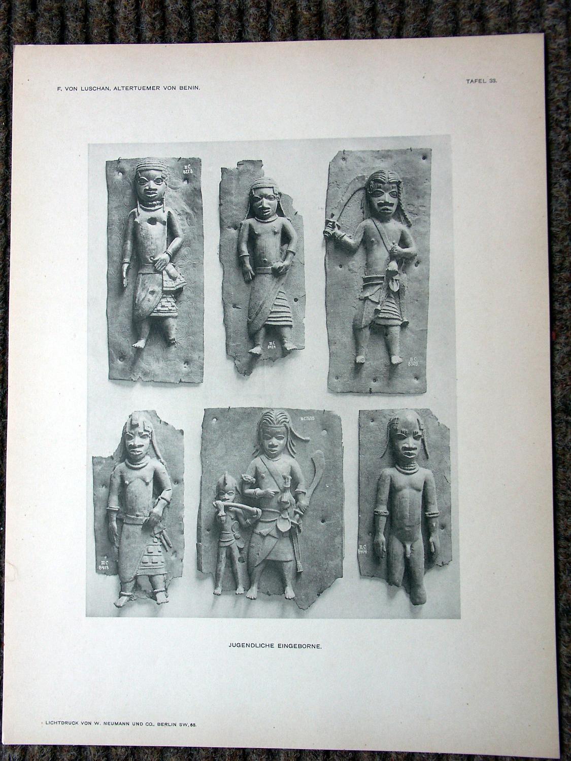 zz-lusc19,tafel 33 benin nigeria,bronze-platte mit figur (b-iiic08273